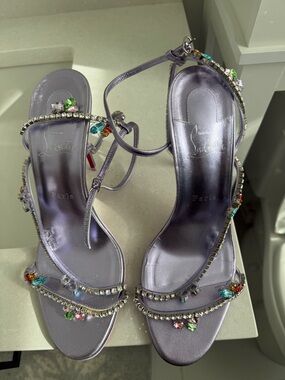 Christian Louboutin Metallic Lilac Jeweled Strappy Heels